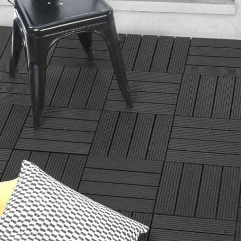 Set di 5 piastrelle per decking in legno composito nero