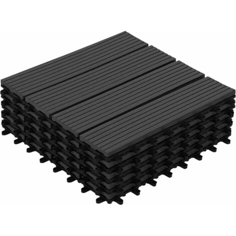 Set di 5 piastrelle per decking in legno composito nero