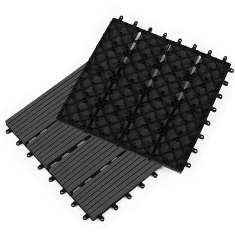 Set di 5 piastrelle per decking in legno composito nero