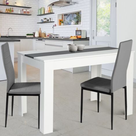 Tavolo da pranzo ROZY 6 persone bianco e grigio 110 cm