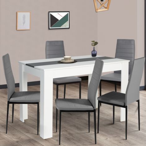 Tavolo da pranzo ROZY 6 persone bianco e grigio 110 cm