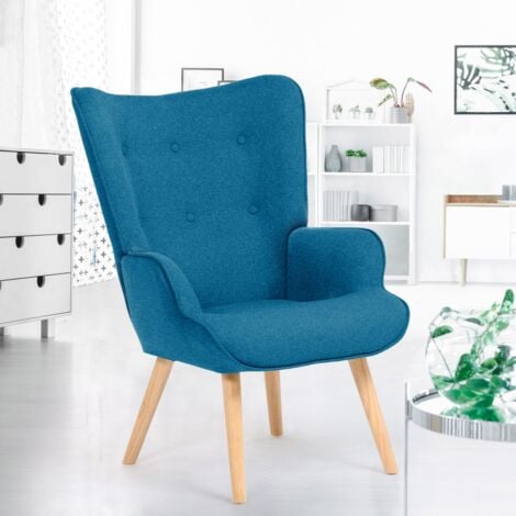 Poltrona scandinava IVAR in tessuto blu anatra