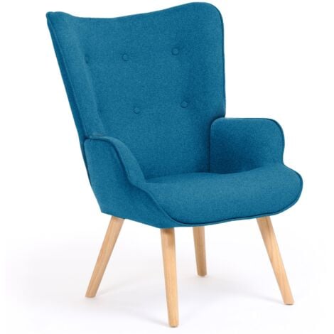 Poltrona scandinava IVAR in tessuto blu anatra