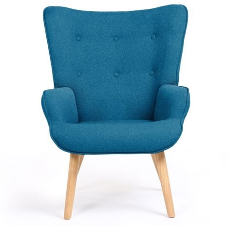 Poltrona scandinava IVAR in tessuto blu anatra
