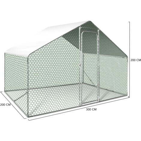 Recinzione per polli di 6 m² con rete metallica in acciaio zincato 3x2 M