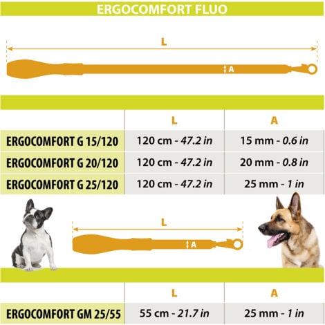 Ferplast ERGOFLUO G Guinzaglio per cani in nylon con impugnatura imbottita.. Variante G20/120 - Misure: 20 mm x L 120 cm - Fucsia