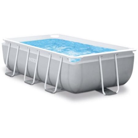 Intex 26784NP – Piscina Fuori Terra Prisma Frame Rettangolare, Pompa Filtro 2006 L/h, Scaletta, 3539 L, Acciaio e PVC, Grigio, 300x175x80 cm