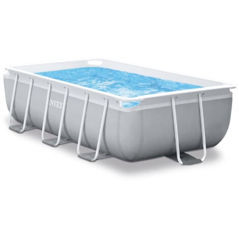Intex 26784NP – Piscina Fuori Terra Prisma Frame Rettangolare, Pompa Filtro 2006 L/h, Scaletta, 3539 L, Acciaio e PVC, Grigio, 300x175x80 cm