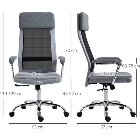 Vinsetto Sedia da Ufficio Ergonomica Girevole, Dondolamento e Altezza Regolabile