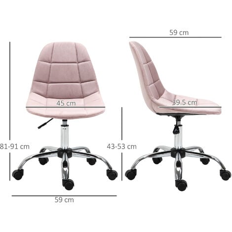 Vinsetto Sedia Girevole per Ufficio Design Ergonomico e Regolabile Rosa