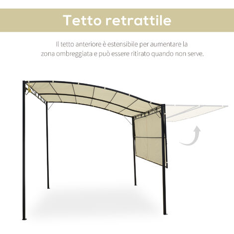 Outsunny Gazebo Pergola da Esterno 3x2.5m con Copertura in Tessuto