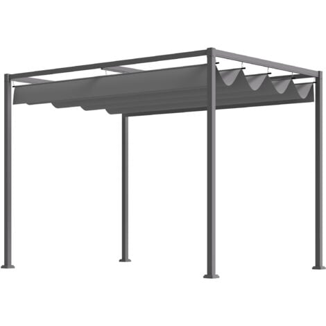 Outsunny Pergola Gazebo 3x2m con Telo Scorrevole da Giardino Grigio e Nero