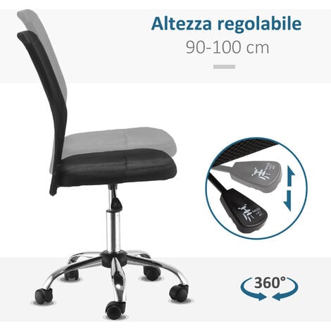 Vinsetto Sedia Ergonomica da Ufficio Girevole 5 Ruote Altezza Regolabile
