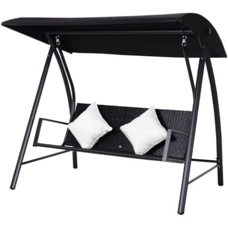 Outsunny Dondolo da Giardino 3 Posti con 2 Cuscini e Tetto Parasole