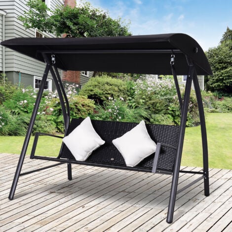 Outsunny Dondolo da Giardino 3 Posti con 2 Cuscini e Tetto Parasole