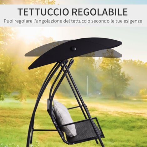 Outsunny Dondolo da Giardino 3 Posti con 2 Cuscini e Tetto Parasole