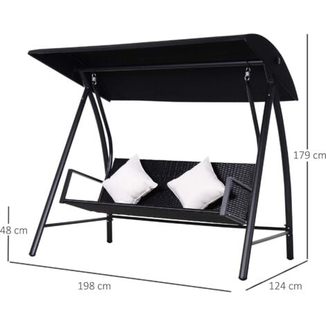 Outsunny Dondolo da Giardino 3 Posti con 2 Cuscini e Tetto Parasole