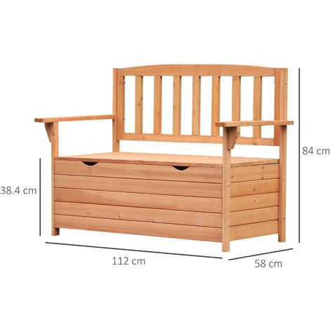 Outsunny Panchina da Giardino 2 Posti con Vano Contenitore Legno