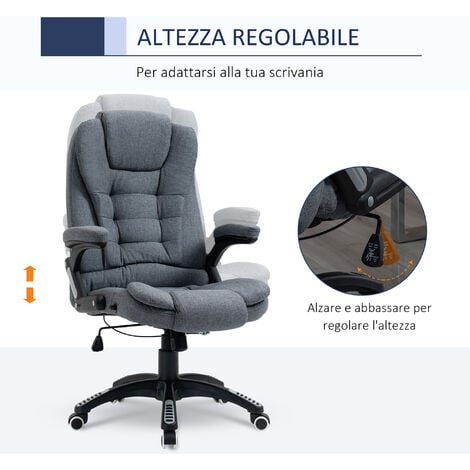 Vinsetto Poltrona da Ufficio Girevole Reclinabile Altezza Regolabile e Dondolo