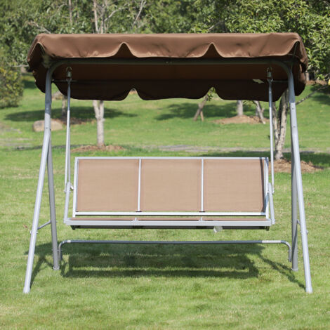 Outsunny Dondolo da Giardino a 3 Posti Tetto Parasole Rimovibile