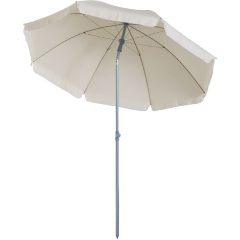 Outsunny Ombrellone da Esterno 2x2.3 m con Tettuccio Inclinabile Bianco Crema