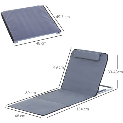 Outsunny Set 2 Pzi Lettini Spiaggia Pieghevoli Schienale Regolabile Grigio