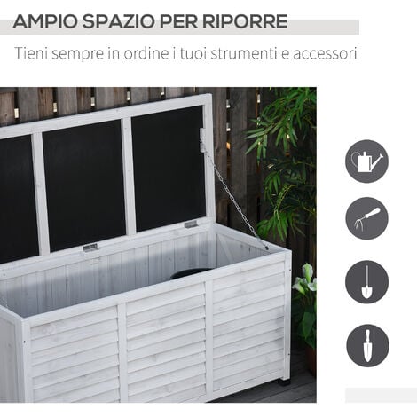 Outsunny Panca Contenitore in Legno di Abete Cassapanca da Esterno