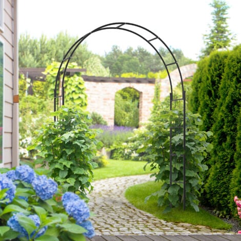Outsunny Arco da Giardino in Metallo per Piante Rampicanti 157x40x223cm Nero