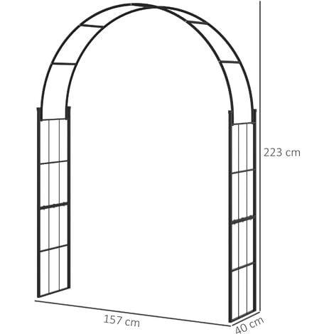 Outsunny Arco da Giardino in Metallo per Piante Rampicanti 157x40x223cm Nero