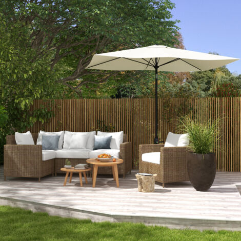 Outsunny Ombrellone 2x3 m da Giardino Rettangolare UV 50+ Beige