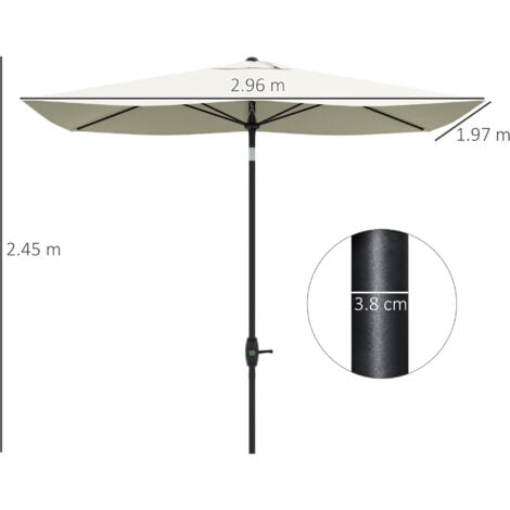 Outsunny Ombrellone 2x3 m da Giardino Rettangolare UV 50+ Beige