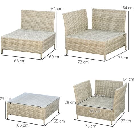 Outsunny Set da Giardino 7 Pezzi Rattan PE con Poltrone e Divanetti con Cuscini