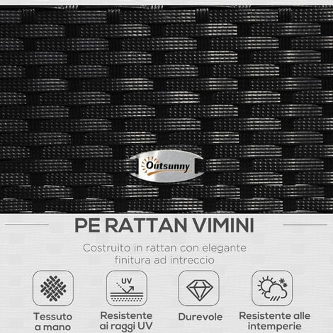 Outsunny Set da Esterno 4 Pezzi in Rattan PE con Tavolino 2 Poltrone e Divano