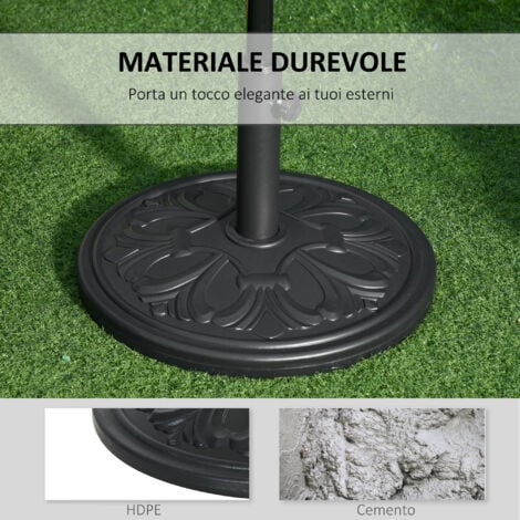 Outsunny Base Ombrellone Ø48cm in Plastica 13kg per Pali Ø35/38/48 mm