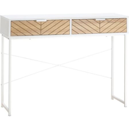 HOMCOM Tavolo consolle con 2 cassetti Tavolo per ingresso Soggiorno Bianco