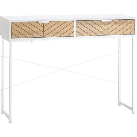 HOMCOM Tavolo consolle con 2 cassetti Tavolo per ingresso Soggiorno Bianco