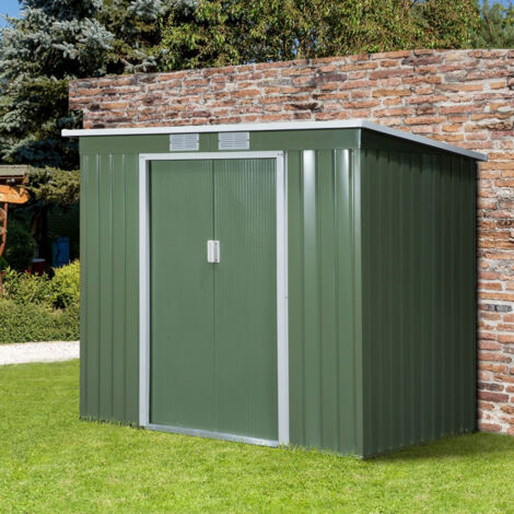 Outsunny Casetta da Giardino con Doppia Porta Tetto Inclinato e Prese d'Aria