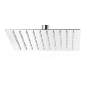 Wiltec Soffione doccia quadrato 25x25cm effetto pioggia in acciaio inossidabile