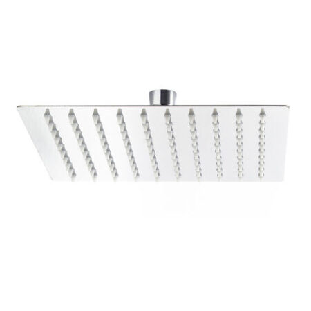 Wiltec Soffione doccia quadrato 25x25cm effetto pioggia in acciaio inossidabile