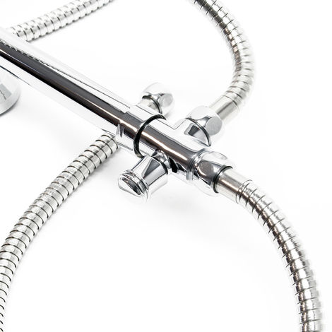 Wiltec Colonna doccia con soffione quadrato, doccetta, asta saliscendi, cromo