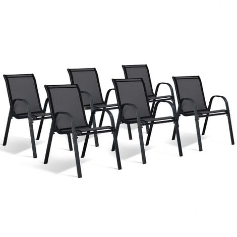 Set di 6 sedie impilabili LYMA in metallo e textilene nero