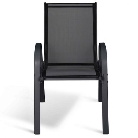 Set di 6 sedie impilabili LYMA in metallo e textilene nero