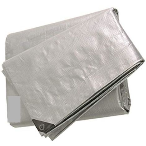 TELONE OCCHIELLATO  5X6 MT  - tipo pesante 180GR/mq - Rinforzato telo argento
