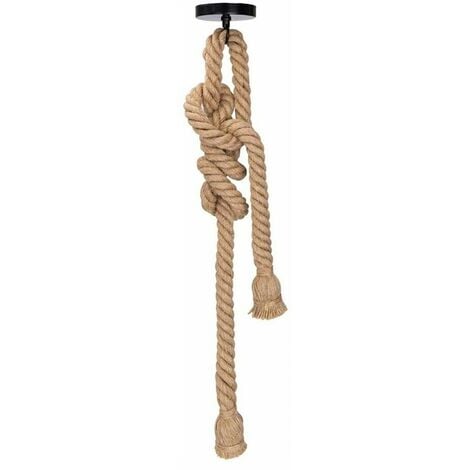 Portalampada In Canapa Lampadario A Sospensione Doppia Corda 2 Mt Vintage E27