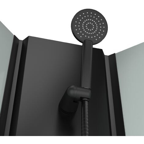 Cabina Doccia Semicircolare 85x85x200cm - Porte Scorrevoli - Pannelli Bianchi e Profili Neri Opachi