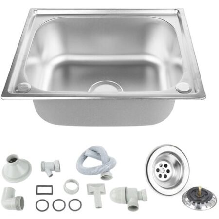 Lavello in acciaio inossidabile, lavello da cucina, lavello da cucina resistente ed elegante, lavello da incasso in acciaio inossidabile, incl. Set troppopieno e scarico rapido, 50 x 40 x 20 cm