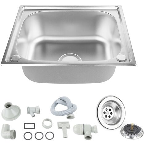 Lavello in acciaio inossidabile, lavello da cucina, lavello da cucina resistente ed elegante, lavello da incasso in acciaio inossidabile, incl. Set troppopieno e scarico rapido, 50 x 40 x 20 cm