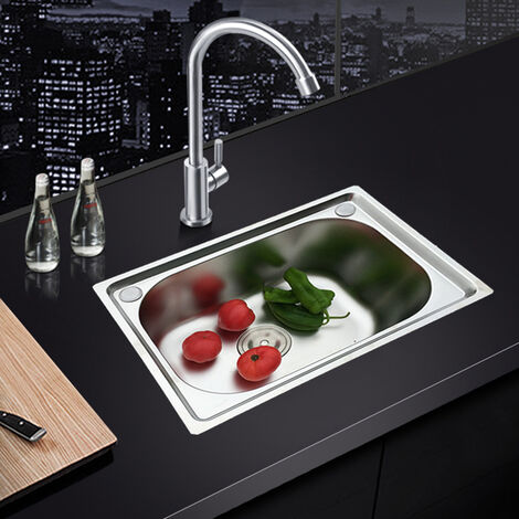 Lavello in acciaio inossidabile, lavello da cucina, lavello da cucina resistente ed elegante, lavello da incasso in acciaio inossidabile, incl. Set troppopieno e scarico rapido, 50 x 40 x 20 cm