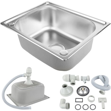 Lavello in acciaio inossidabile, lavello da cucina, lavello da cucina resistente ed elegante, lavello da incasso in acciaio inossidabile, incl. Set troppopieno e scarico rapido, 50 x 40 x 20 cm