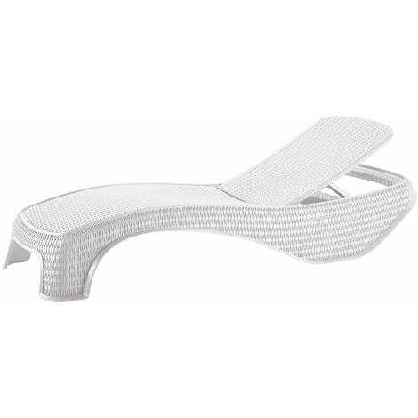 Lettino da giardino reclinabile in resina effetto Rattan colore Bianco 197x74xH36 cm Keter Atlantic